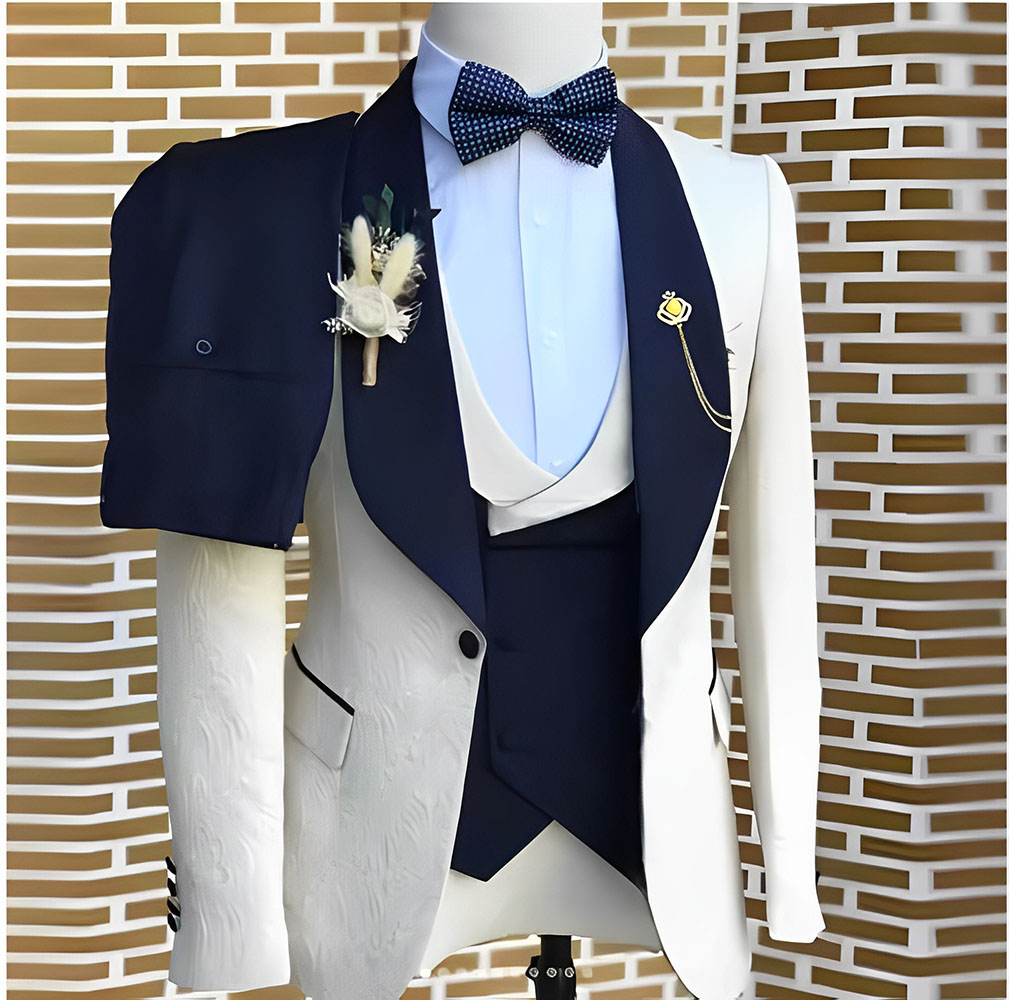 Tailored Coat Wool - Eleganti abiti jacquard bianchi da uomo