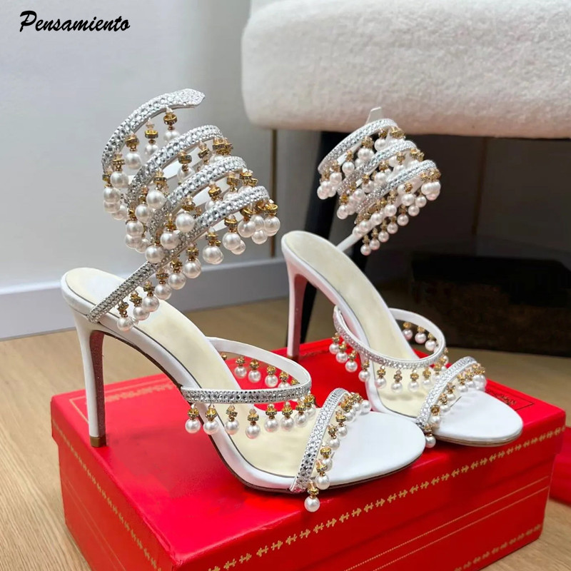Women Formal Wear For Wedding - Sandali gladiatore da donna con strass