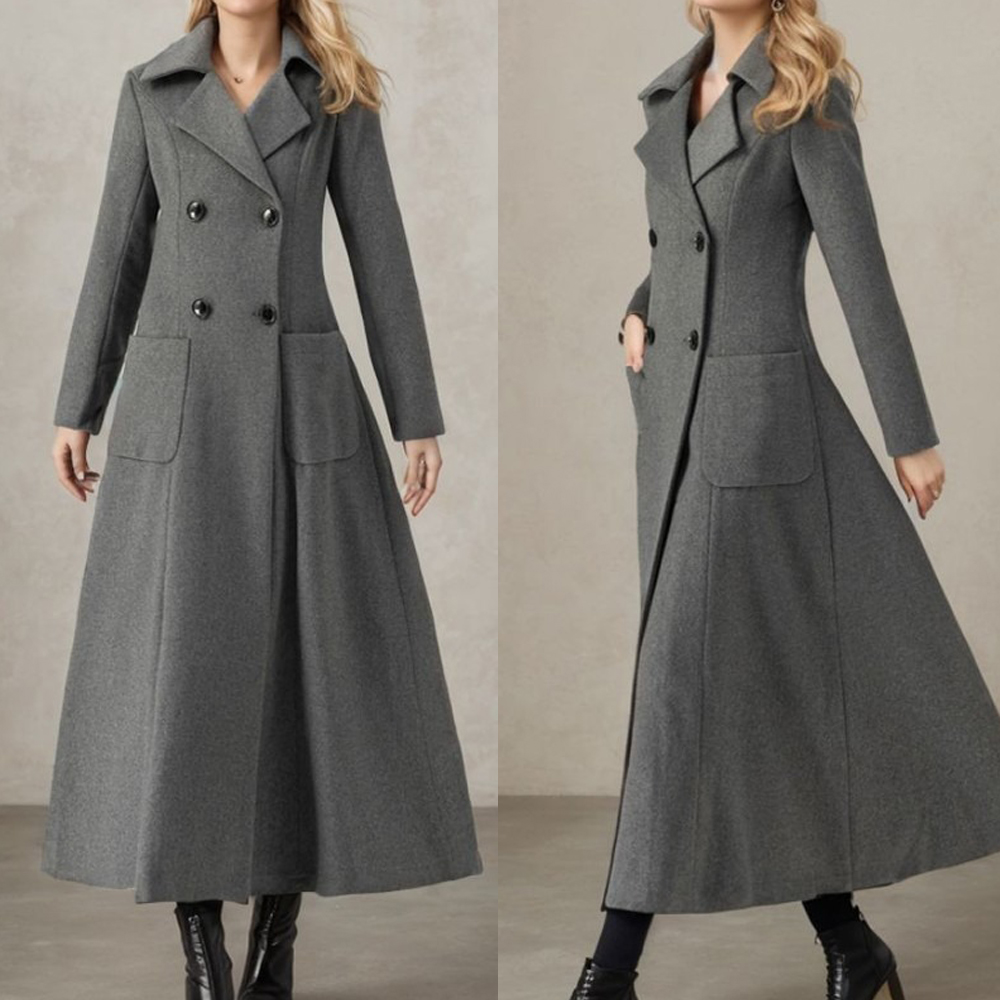 Tailored Coat Wool - Giacca lunga grigia da donna Giacca