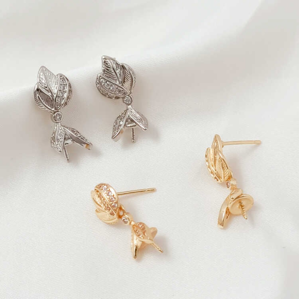 14K Micro-zirconio Barocco Spa - Pearl Earring Stud recensione e prezzo