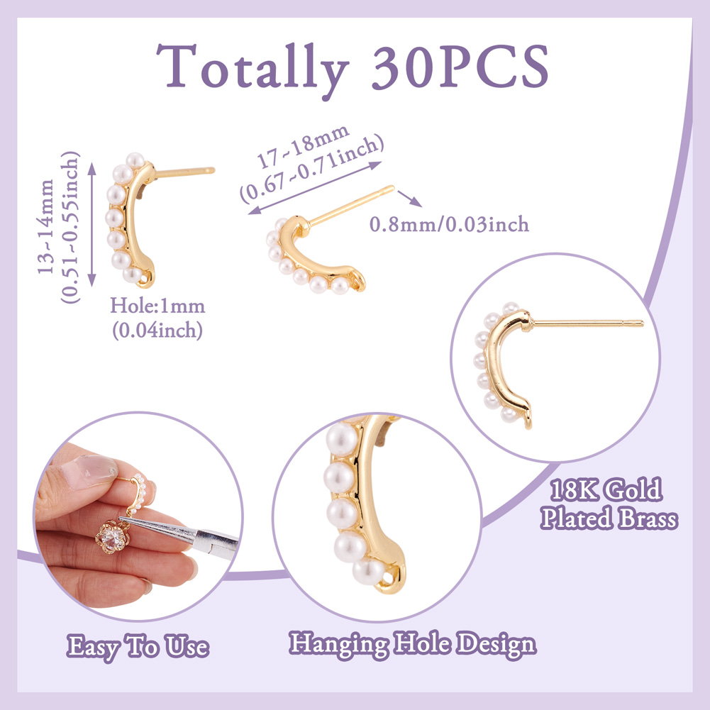 30 pezzi di componenti per ore - Pearl Earring Stud recensione e prezzo
